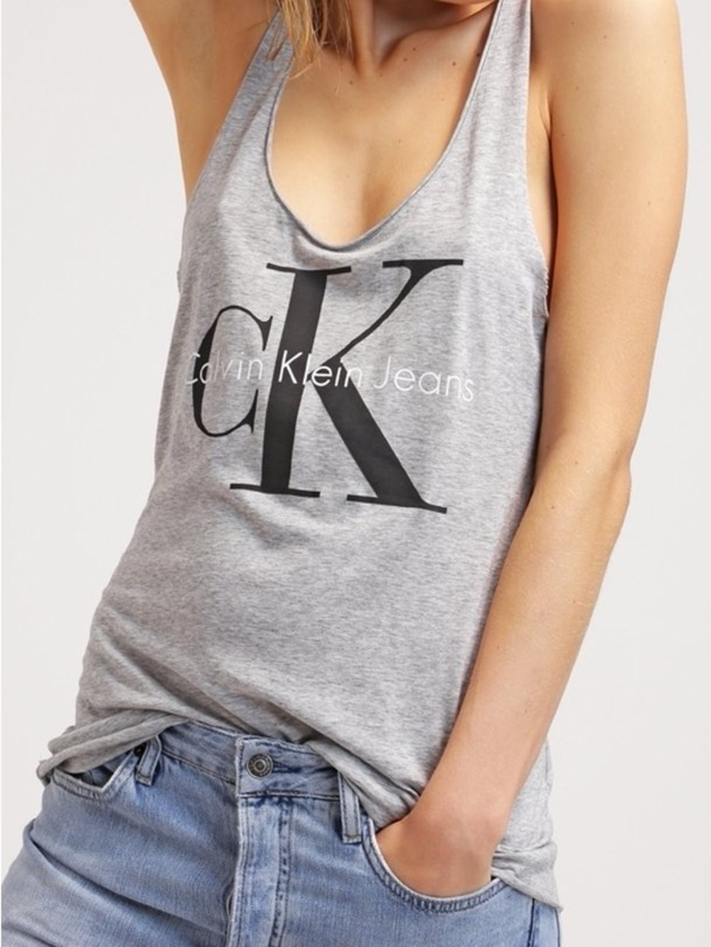 Calvin Klein Light Gray Logo Tank Top